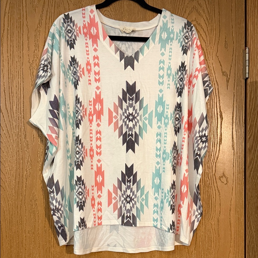 Avery Multicolor Aztec V-Neck Blouse